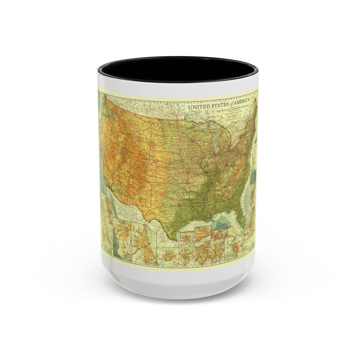 USA - The United States (1923) (Map) Accent Coffee Mug