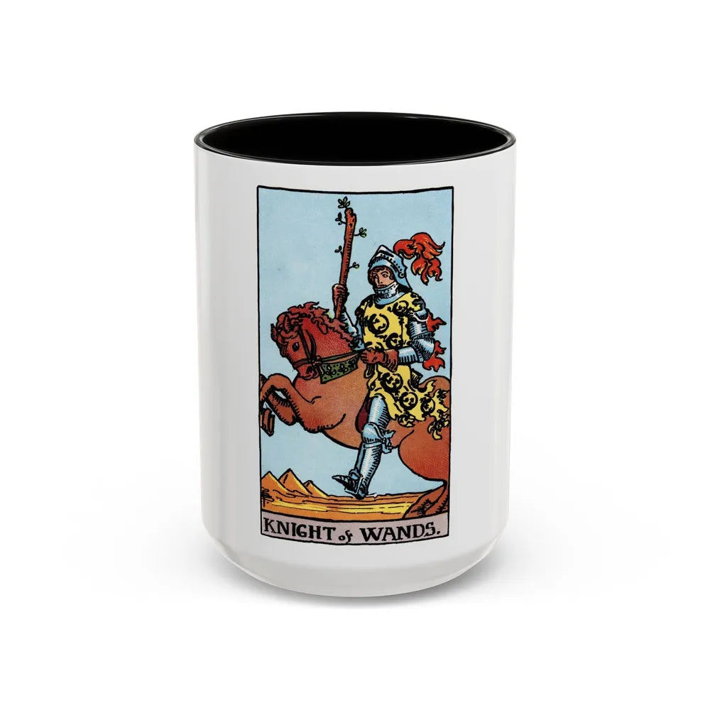 The Knight of Wands (Tarot Card) Accent Coffee Mug-15oz-Black-Go Mug Yourself