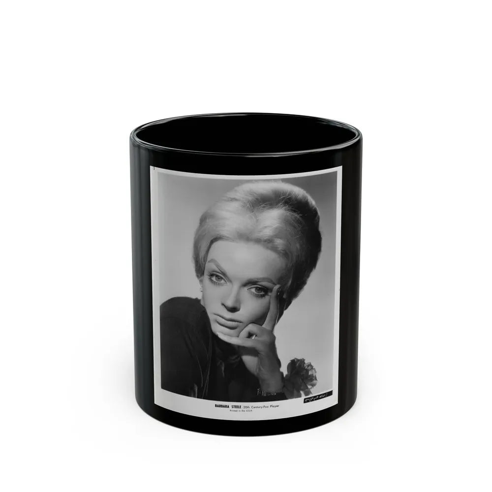 Barbara Steele #31 (Vintage Female Icon) Black Coffee Mug-11oz-Go Mug Yourself