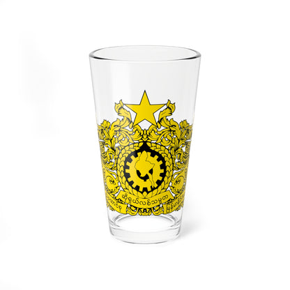 State Seal of Myanmar 1974-1988 (Myanmar) (Coat of Arms) Pint Glass 16oz