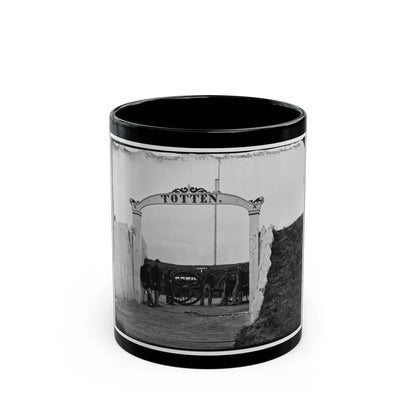 District Of Columbia. Men And Gun Of 3d Massachusetts Heavy Artillery At Ornamental Gate Of Fort Totten (U.S. Civil War) Black Coffee Mug-11oz-Go Mug Yourself