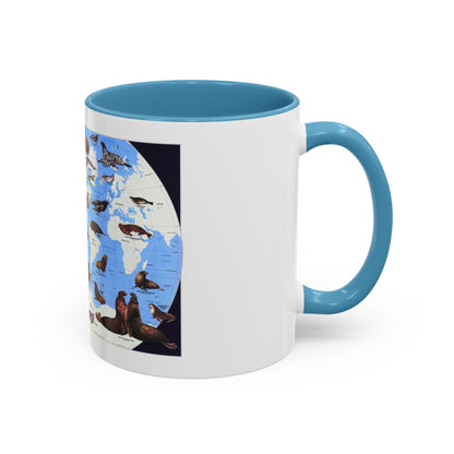 Pinnipeds Around the World (1987) (Map) Accent Coffee Mug