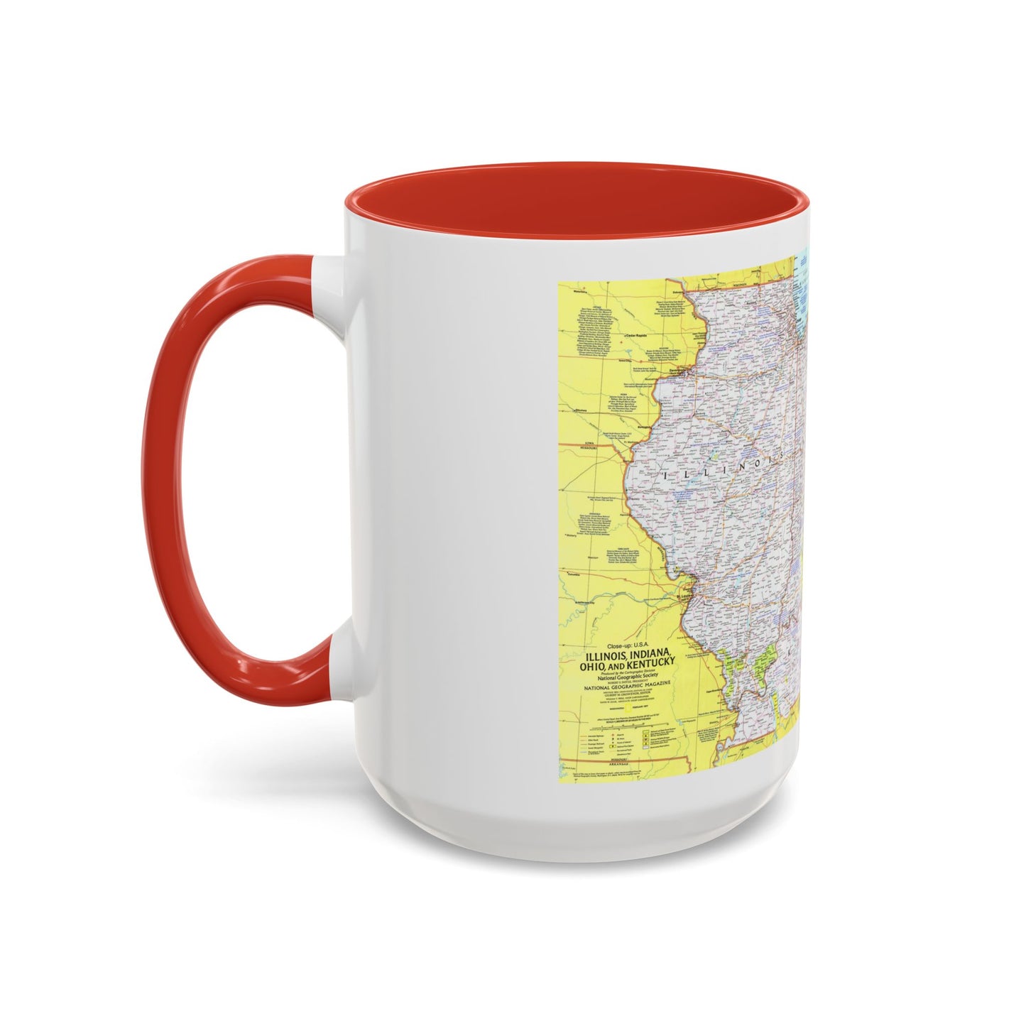 USA - Illinois, Indiana, Ohio, Kentucky 1 (1977) (Map) Accent Coffee Mug