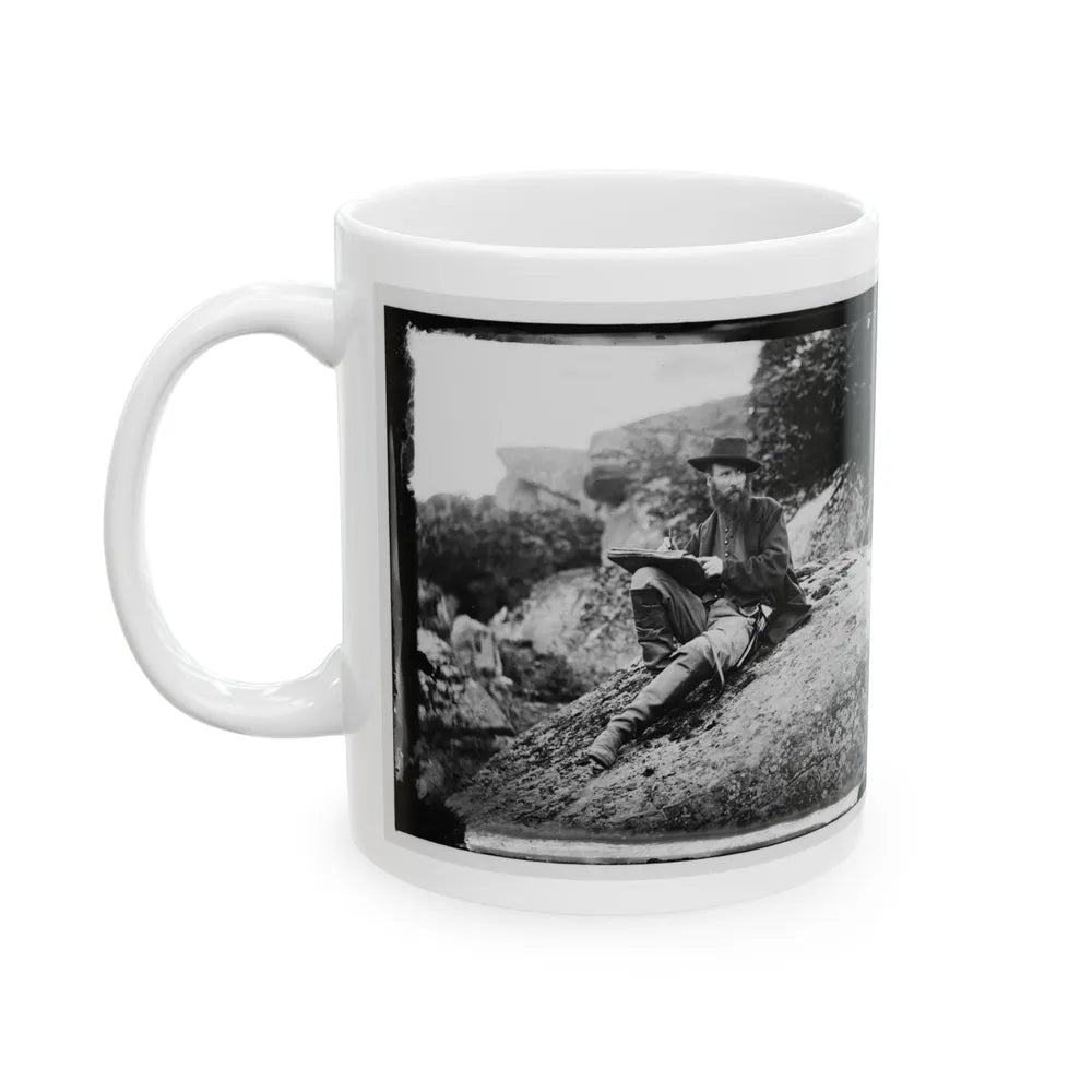 Gettysburg, Pa. Alfred R. Waud, Artist Of Harper's Weekly, Sketching On Battlefield (U.S. Civil War) White Coffee Mug-Go Mug Yourself