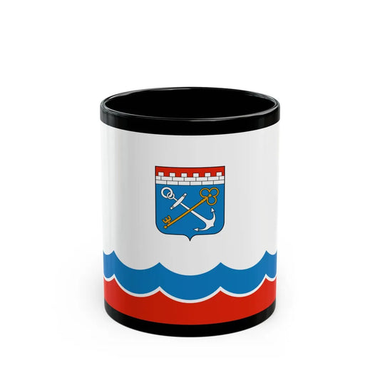 Flag of Leningrad Oblast Russia - Black Coffee Mug-11oz-Go Mug Yourself