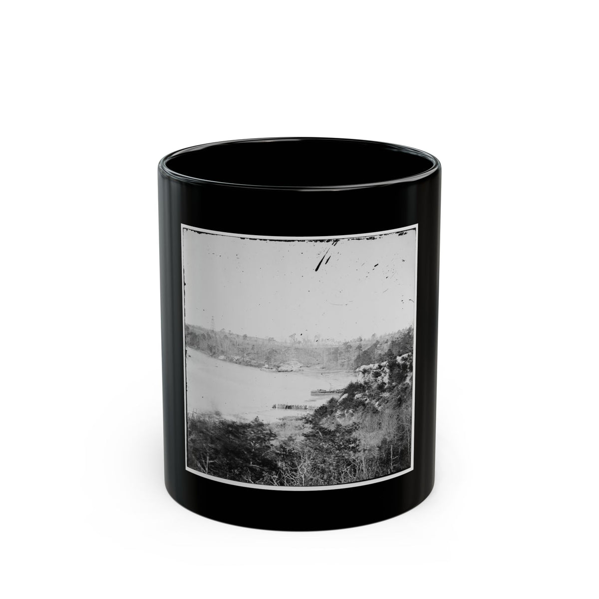 Point Of Rocks, Virginia (Vicinity). View Along River. Butler's Signal Tower In Distance (U.S. Civil War) Black Coffee Mug