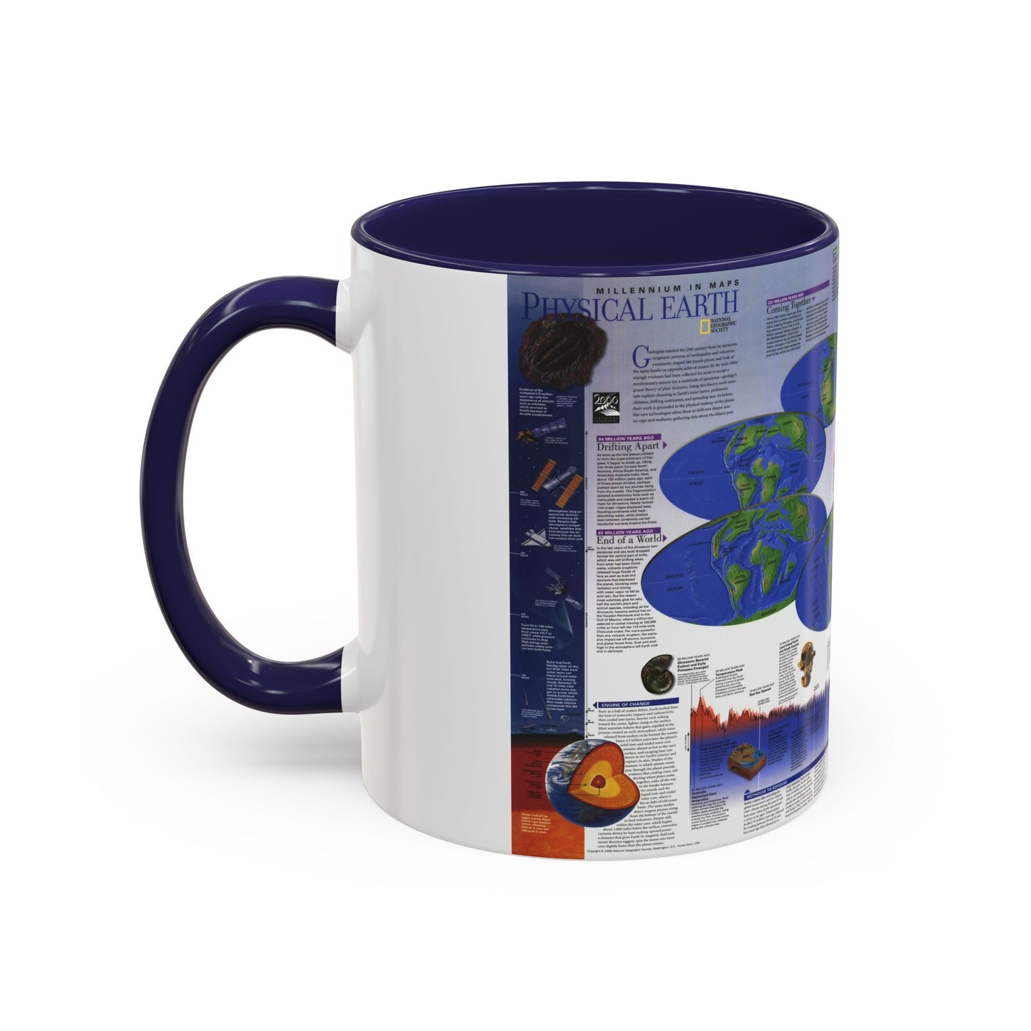 World Map - Physical Earth 2 (1998) (Map) Accent Coffee Mug