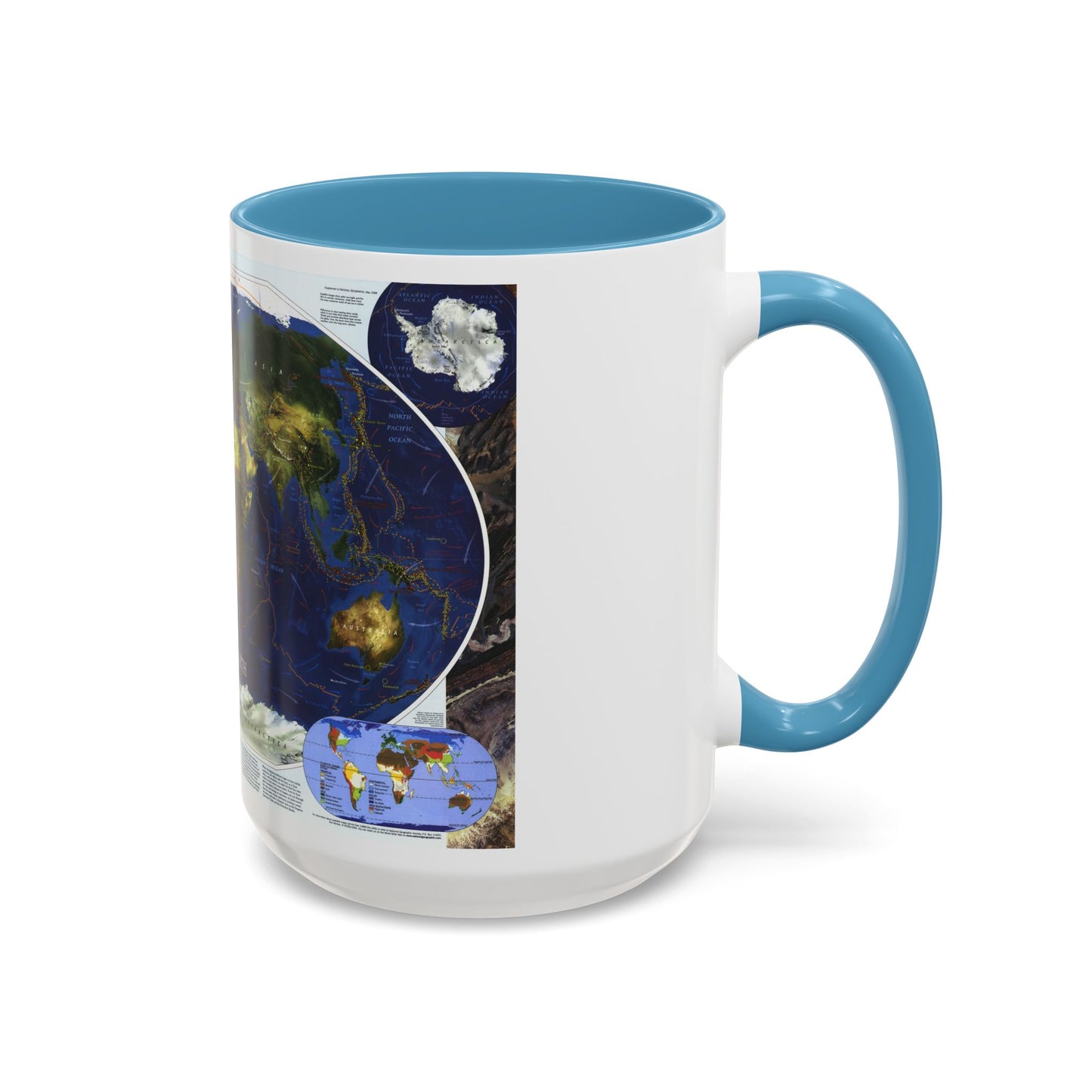 World Map - Physical Earth 1 (1998) (Map) Accent Coffee Mug