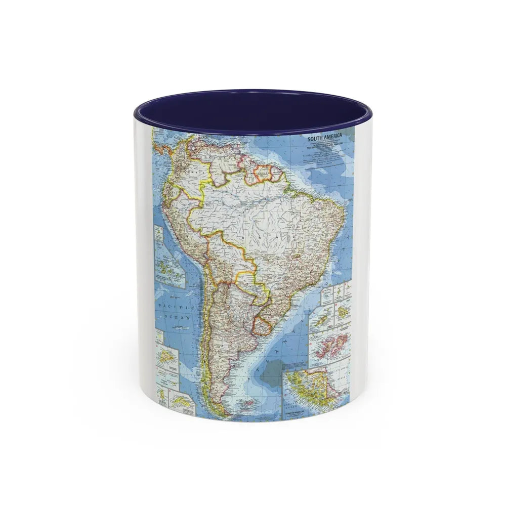 South America (1960) (Map) Accent Coffee Mug-11oz-Navy-Go Mug Yourself