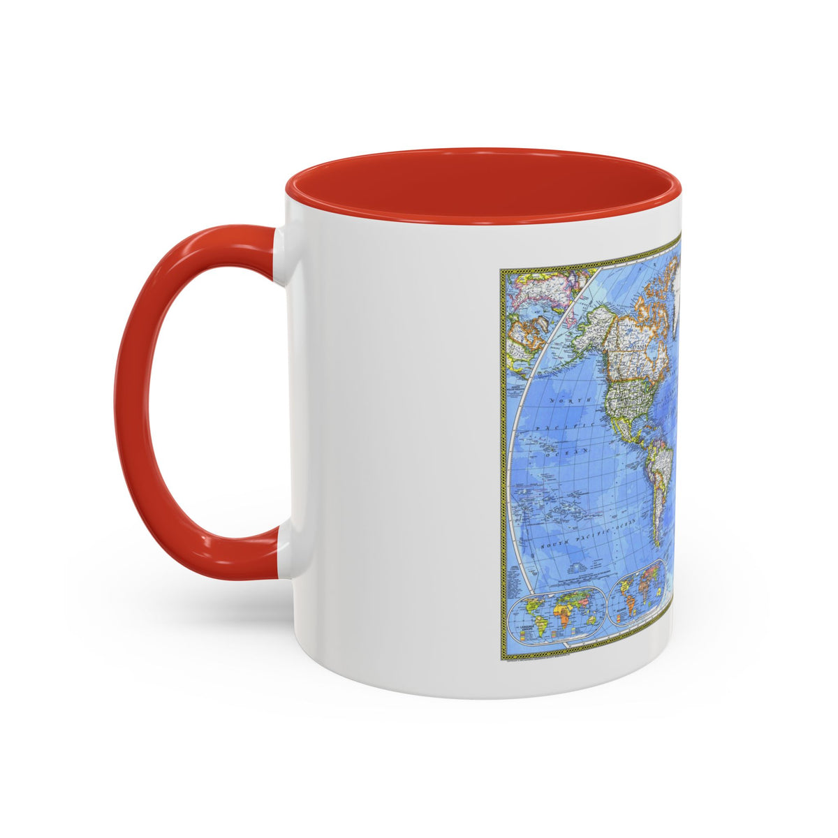 World Map - The Political World (1975) (Map) Accent Coffee Mug