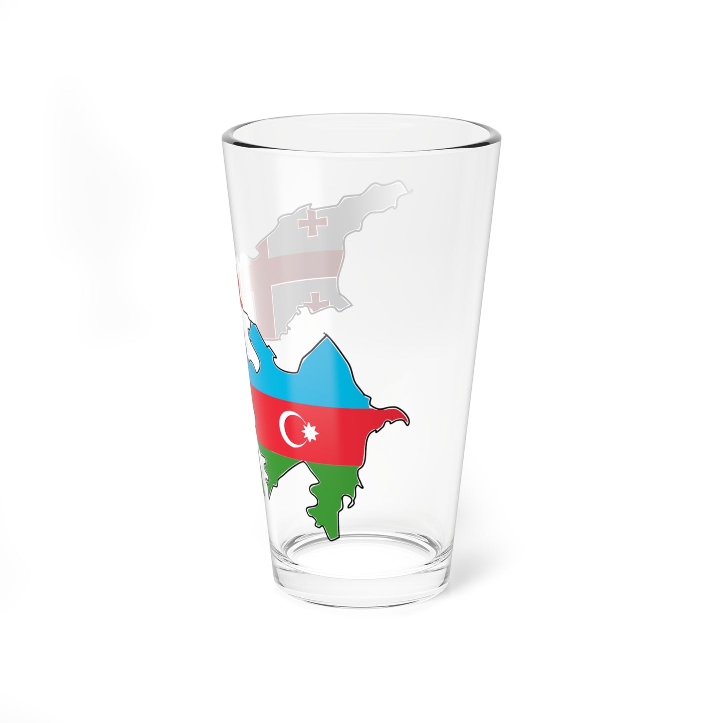 Azerbaijan and Georgia flag map (Azerbaijan) Pint Glass 16oz