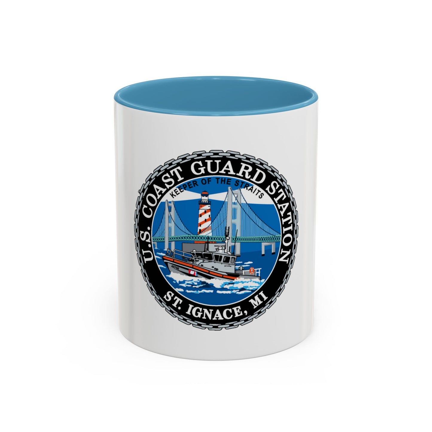 USCG Station St Ignace MI (U.S. Coast Guard) Accent Coffee Mug