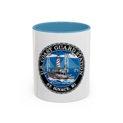 USCG Station St Ignace MI (U.S. Coast Guard) Accent Coffee Mug