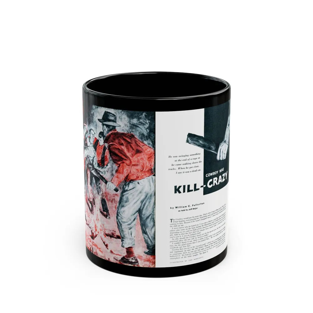 Cowboy Was Kill-Crazy, Men magazine, June 1956 - Black Coffee Mug-11oz-Go Mug Yourself