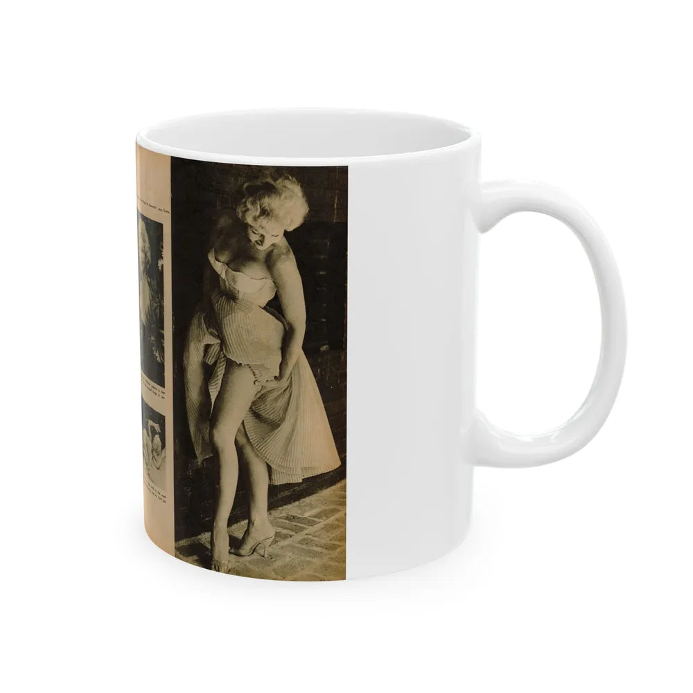 Greta Thyssen #136 - 2 Pages 4 B&W Photos & Captions from Fury Mag. June '57 (Vintage Female Icon) White Coffee Mug-Go Mug Yourself