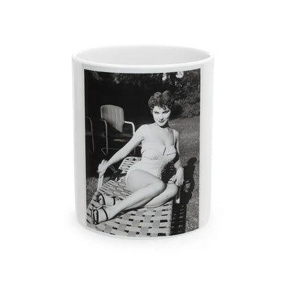 Debra Paget #611 - 8x10 B&W Full Body Pin-Up Promo Photo circa 50's (Vintage Female Icon) White Coffee Mug-11oz-Go Mug Yourself