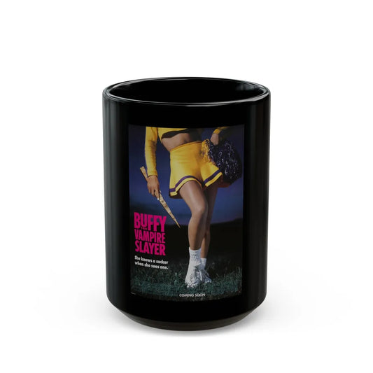 BUFFY THE VAMPIRE SLAYER (TEASER) 1992 Movie Poster - Black Coffee Mug-15oz-Go Mug Yourself