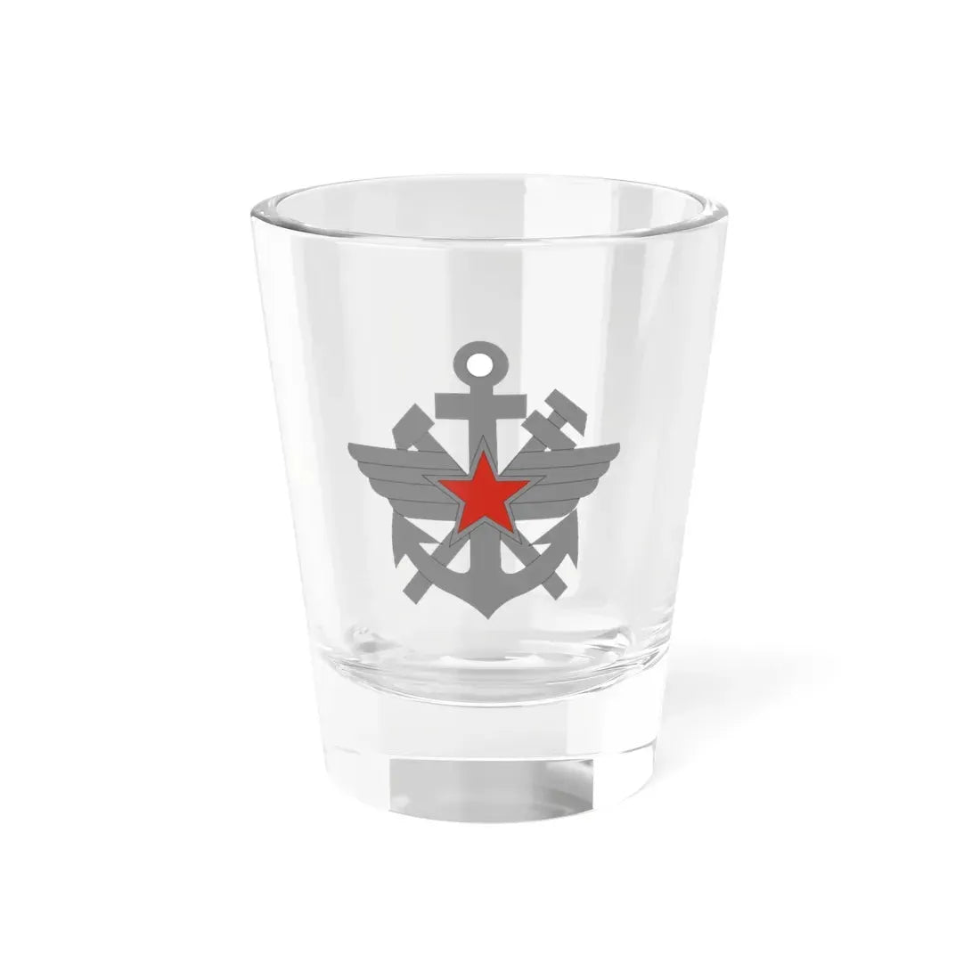 中国人民解放军55式士兵用军种标识铁道兵军事交通勤务 (China) (Coat of Arms) Shot Glass 1.5oz 1.5oz - Go Mug Yourself