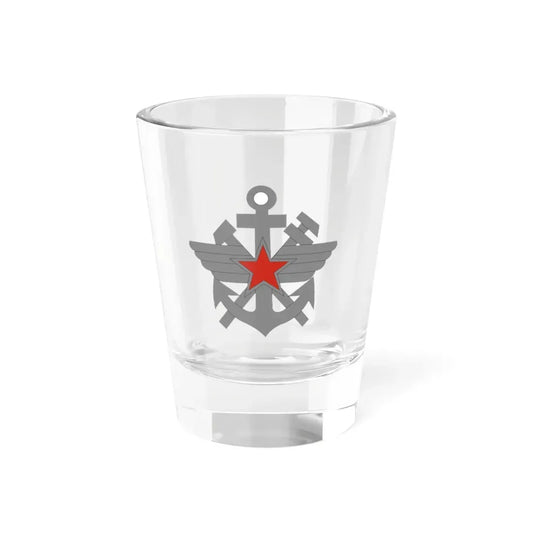 中国人民解放军55式士兵用军种标识铁道兵军事交通勤务 (China) (Coat of Arms) Shot Glass 1.5oz 1.5oz - Go Mug Yourself