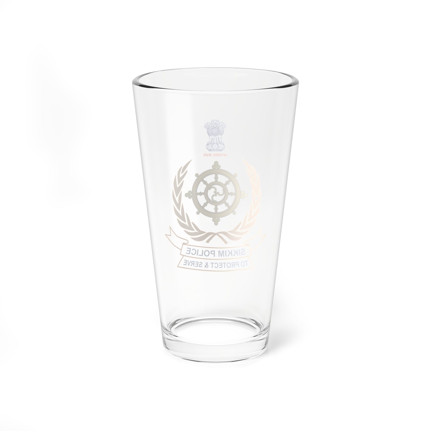 Sikkim police logo (India) (Coat of Arms) Pint Glass 16oz