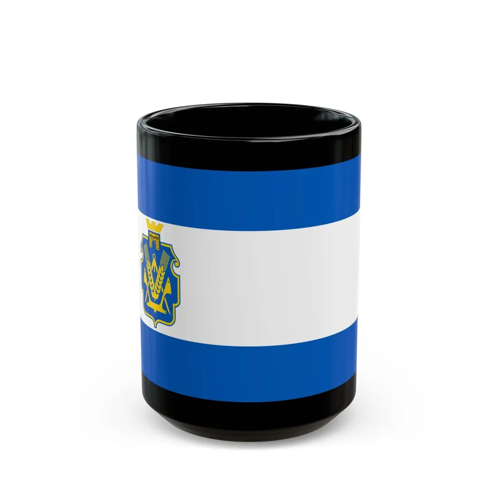 Flag of Kherson Oblast Ukraine - Black Coffee Mug-15oz-Go Mug Yourself