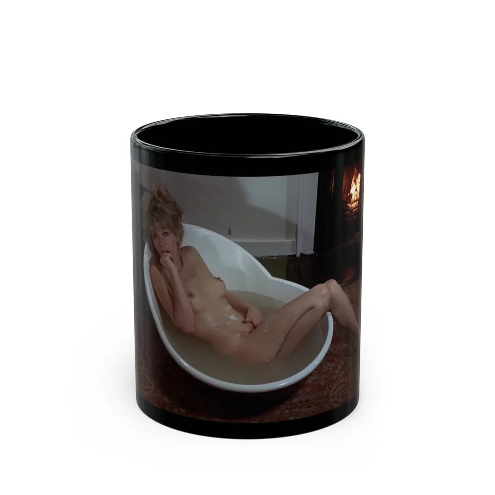 Ingrid Pitt #116 - Topless (Vintage Female Icon) Black Coffee Mug-11oz-Go Mug Yourself