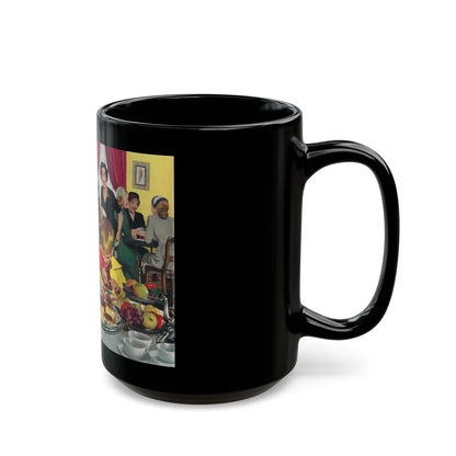 Bridge Party Disaster in Making, The Saturday Evening Post cover, Dec. 20, 1952 - Black Coffee Mug-Go Mug Yourself