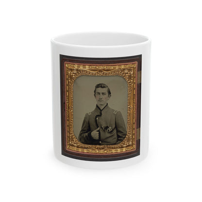 Unidentified Soldier In Union Captain's Uniform With Revolver In Breast Pocket (U.S. Civil War) White Coffee Mug