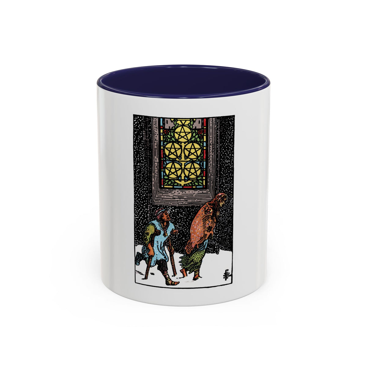 The 5 of Pentacles (Tarot Card) Accent Coffee Mug