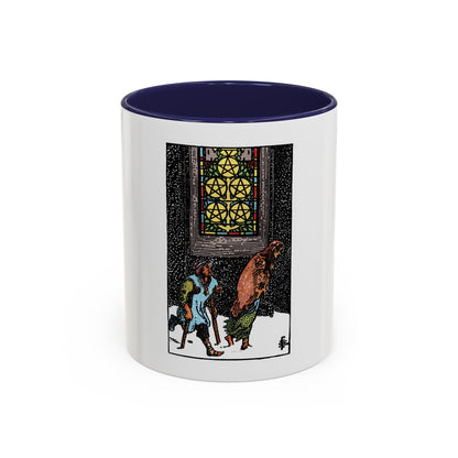 The 5 of Pentacles (Tarot Card) Accent Coffee Mug