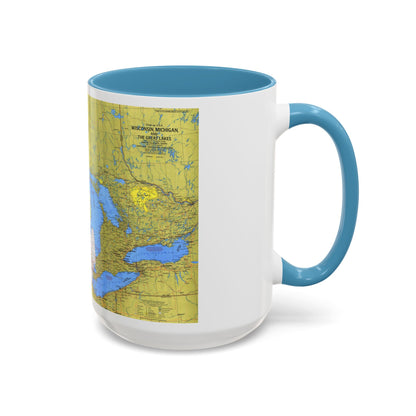 USA - Wisconsin, Michigan ,Great Lakes 1 (1973) (Map) Accent Coffee Mug