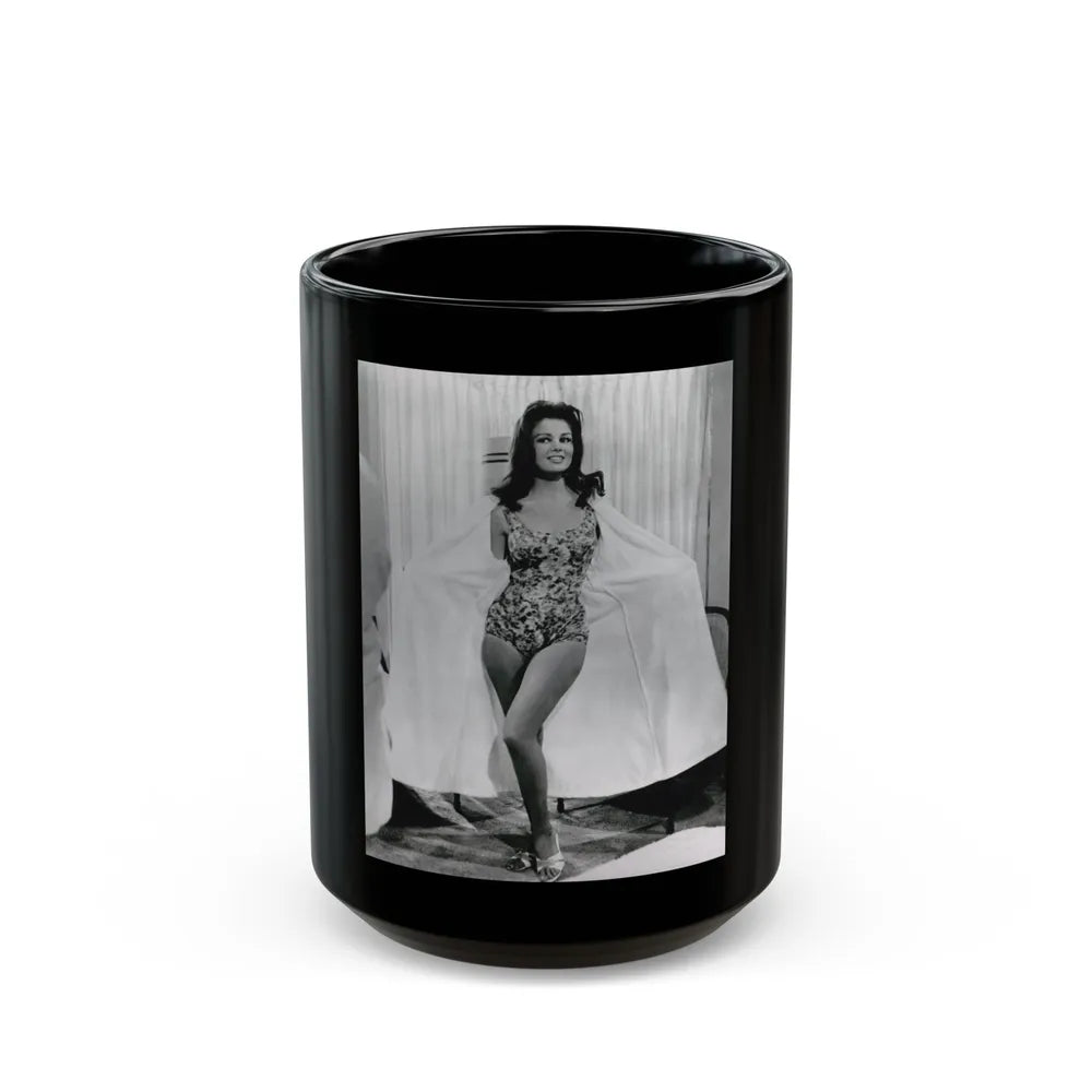 Pamela Tiffin #55 - 8x10 B&W Full Body 1 Piece Swimsuit Cheesecake Photo Hi-Res Re-Print (Vintage Female Icon) Black Coffee Mug-15oz-Go Mug Yourself