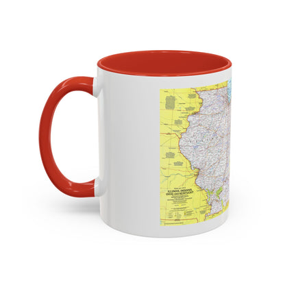 USA - Illinois, Indiana, Ohio, Kentucky 1 (1977) (Map) Accent Coffee Mug