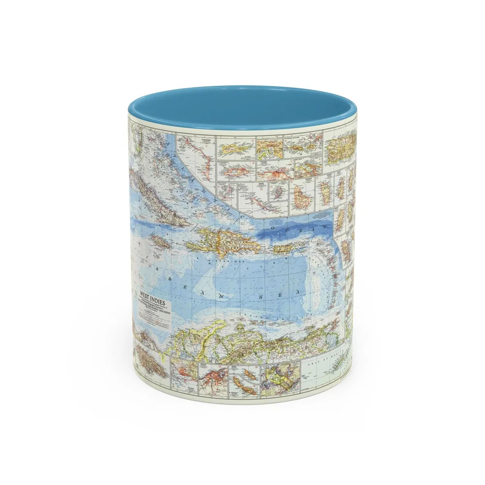 West Indies (1954) (Map) Accent Coffee Mug-11oz-Light Blue-Go Mug Yourself