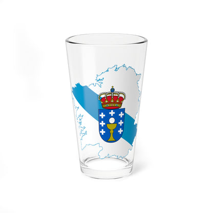 Flag map of Galicia (Spain) Pint Glass 16oz
