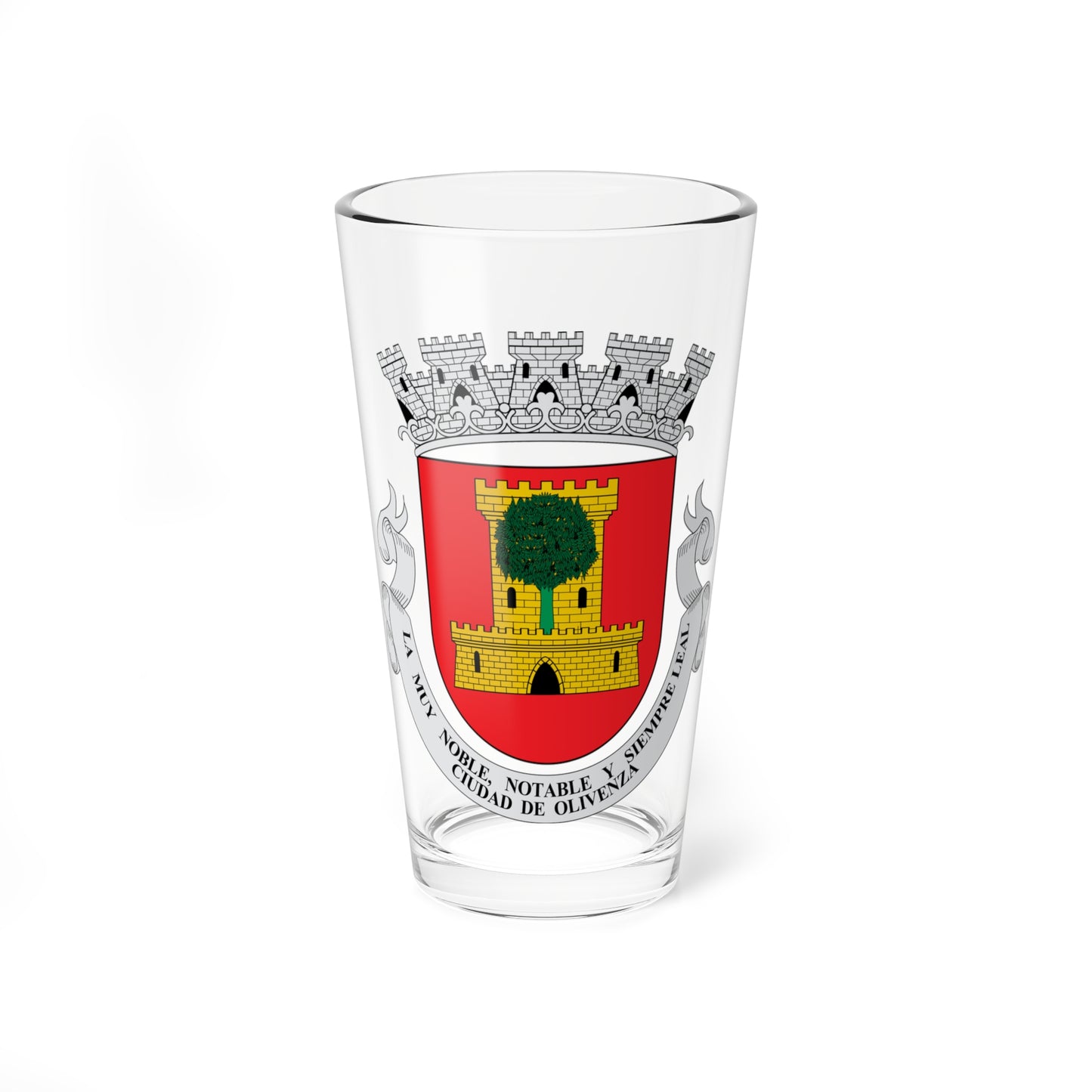 Escudo de Olivenza corona mural (Spain) (Coat of Arms) Pint Glass 16oz