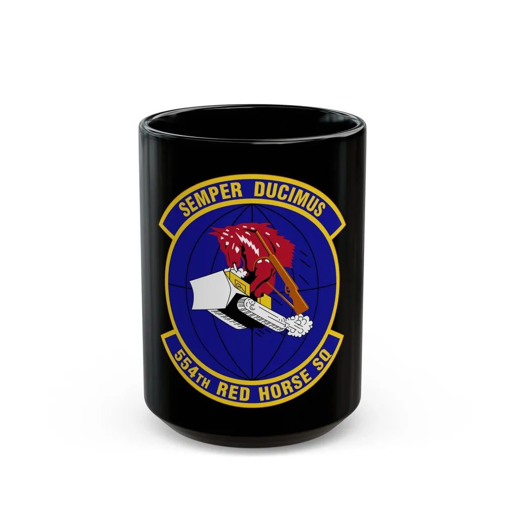 554 RED HORSE Squadron PACAF (U.S. Air Force) Black Coffee Mug-15oz-Go Mug Yourself