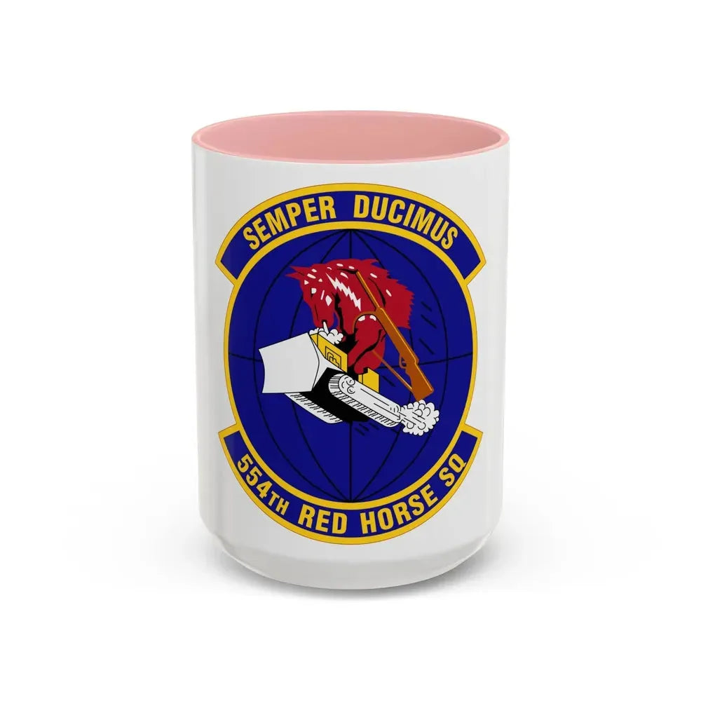 554 RED HORSE Squadron PACAF (U.S. Air Force) Accent Coffee Mug 15oz Pink - Go Mug Yourself