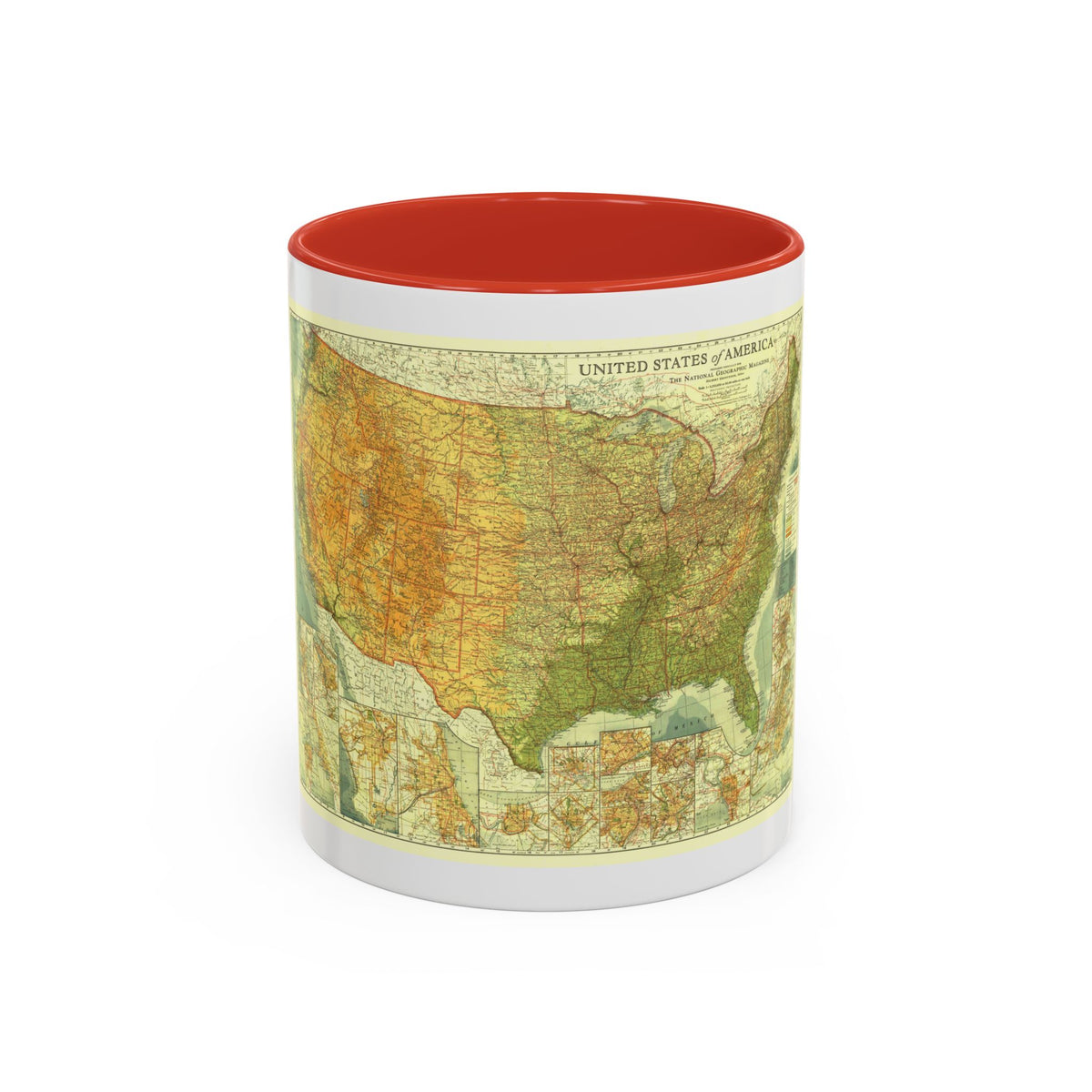 USA - The United States (1923) (Map) Accent Coffee Mug