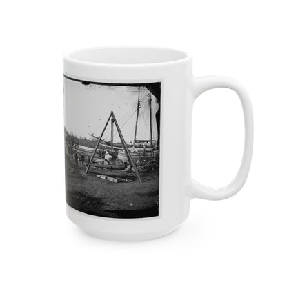 Broadway Landing, Va.  Tripod Artillery Swing By The Appomattox (U.S. Civil War) White Coffee Mug