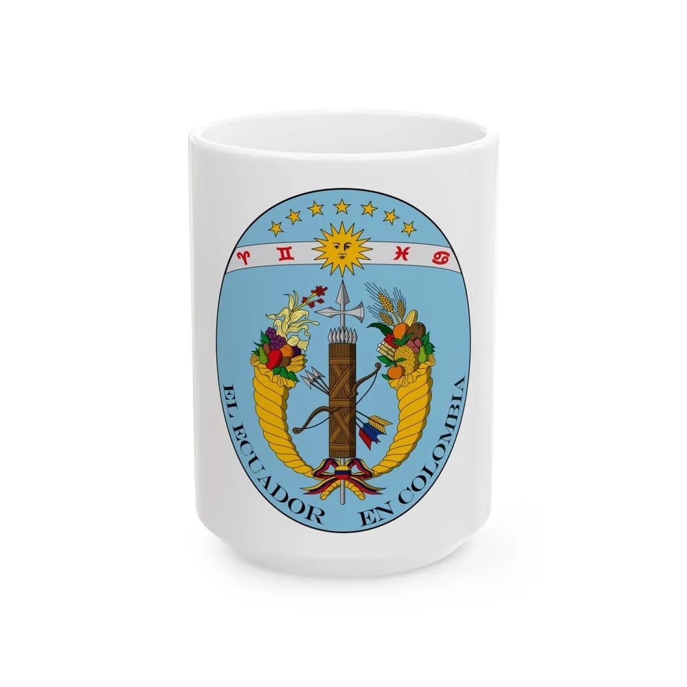 Coat of arms of Ecuador (1830) - White Coffee Mug-15oz-Go Mug Yourself