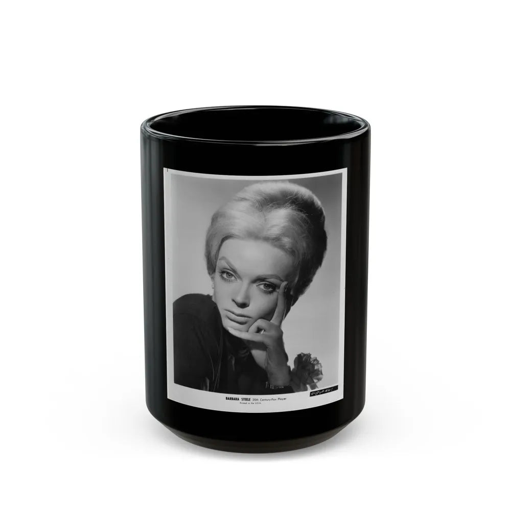 Barbara Steele #31 (Vintage Female Icon) Black Coffee Mug-15oz-Go Mug Yourself