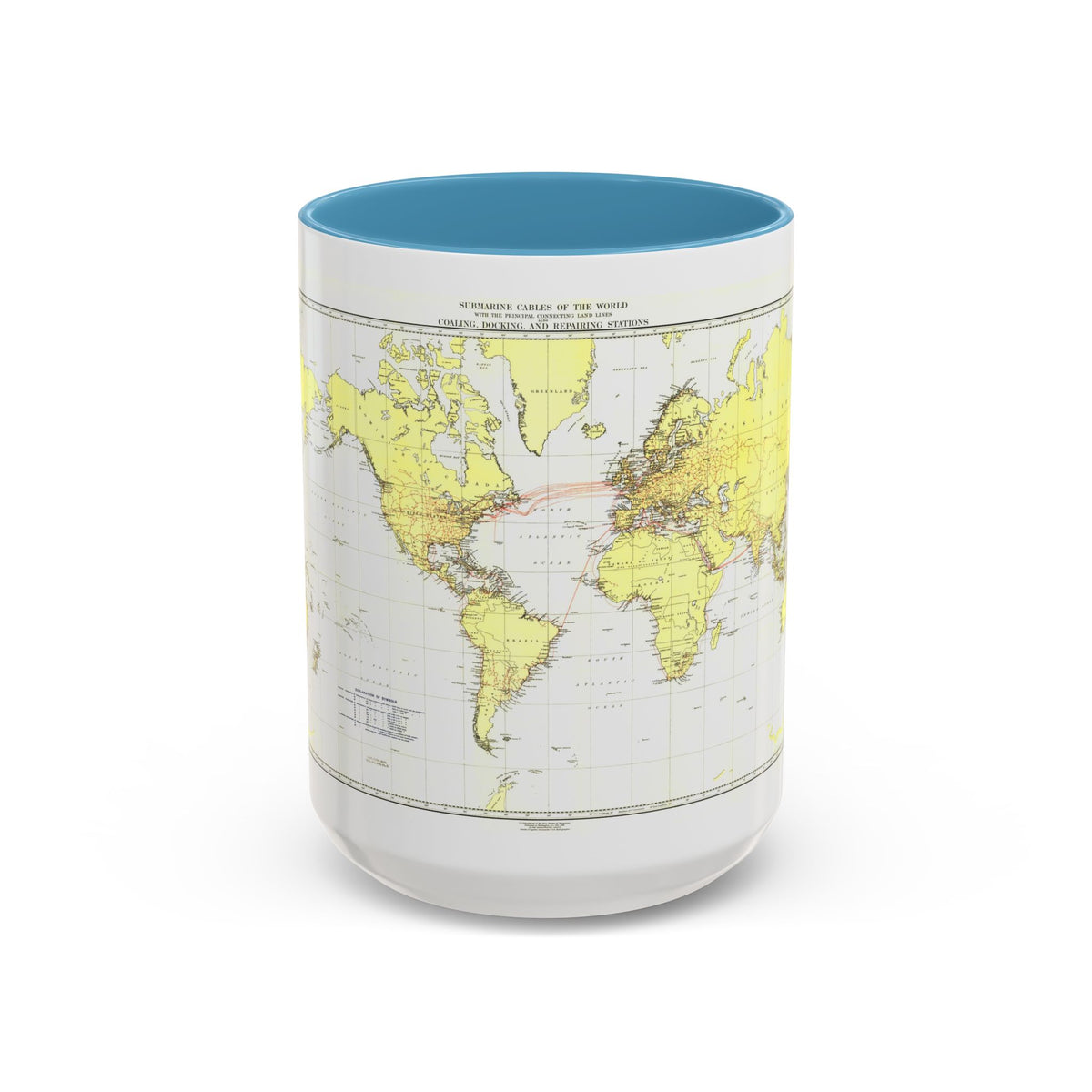 Submarine Cables of the World (1896) (Map) Accent Coffee Mug