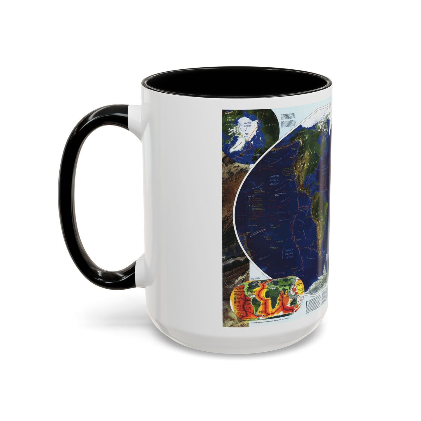 World Map - Physical Earth 1 (1998) (Map) Accent Coffee Mug