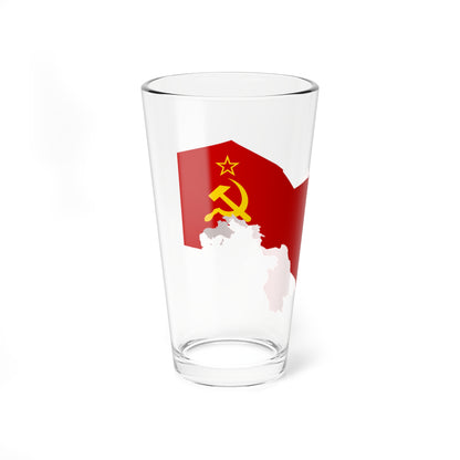 Uzbekistan Map with Soviet Flag (Uzbekistan) Pint Glass 16oz