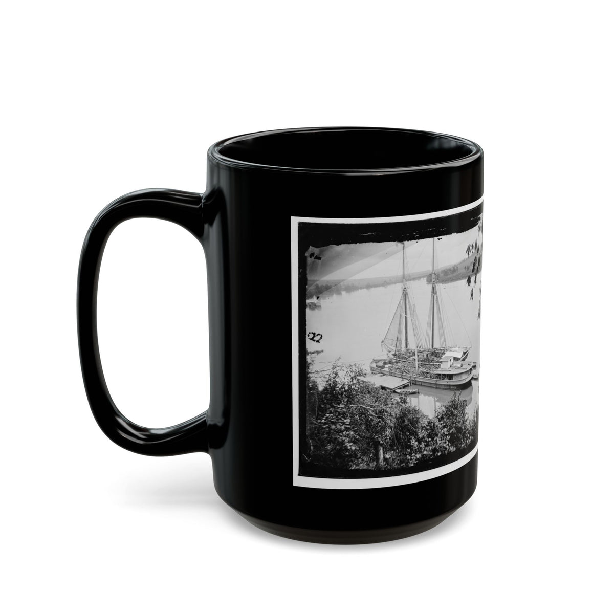 Drewry's Bluff, Va. Federal Transports With Cargoes Of Artillery On The James (U.S. Civil War) Black Coffee Mug