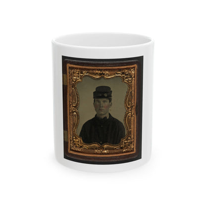 Unidentified Soldier In Union Sack Coat And Forage Cap(2) (U.S. Civil War) White Coffee Mug