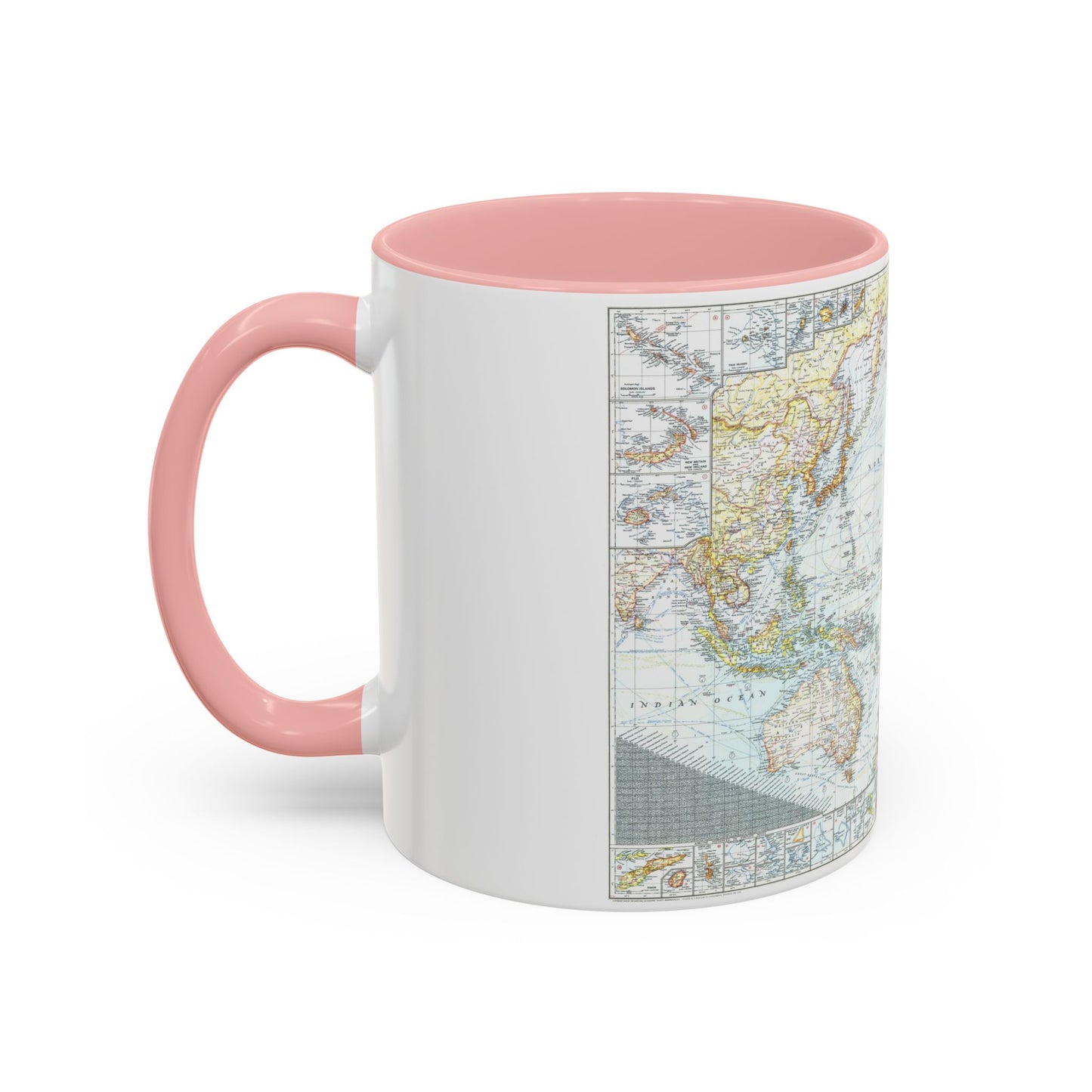 Pacific Ocean and the Bay of Bengal (1943) (Map) Accent Coffee Mug