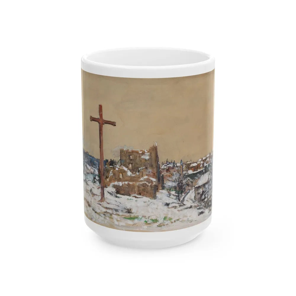 Cross on a Winter Hilltop, 1918 - White Coffee Mug-15oz-Go Mug Yourself