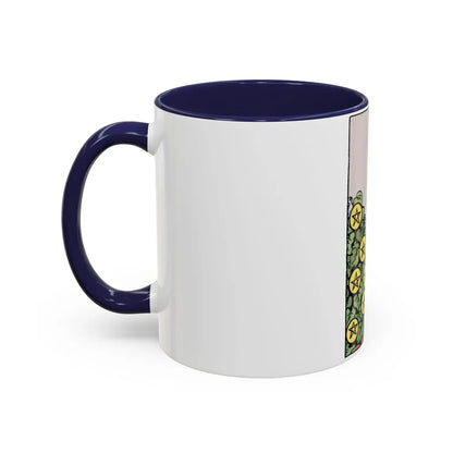 The 7 of Pentacles (Tarot Card) Accent Coffee Mug-Go Mug Yourself